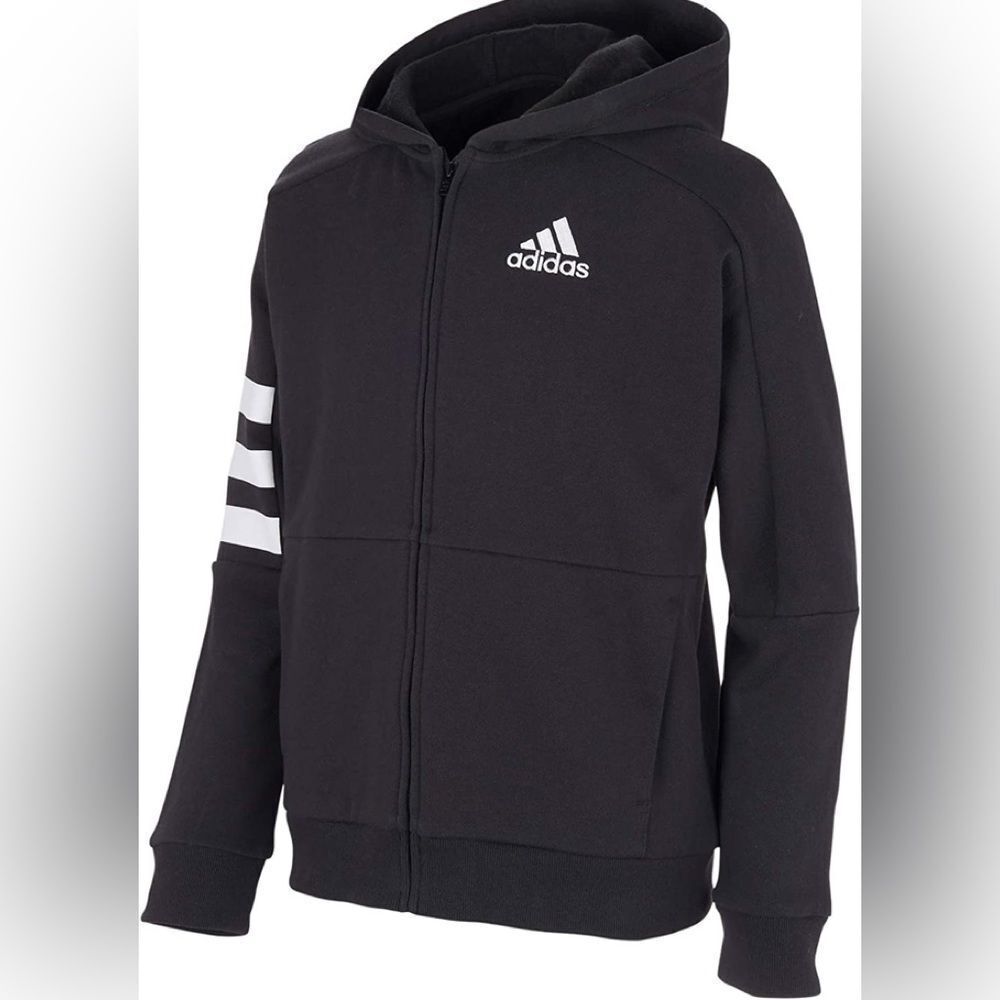 Adidas Hoodie 3 stripe Boys' Zip Up Hoodie Sz 18-20 NWT